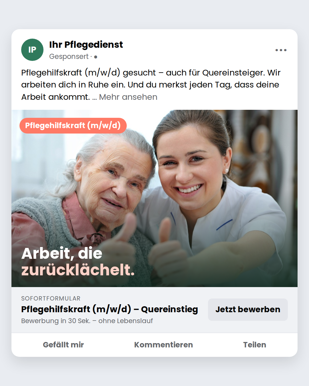 Pflegehilfskraft · Quereinsteiger